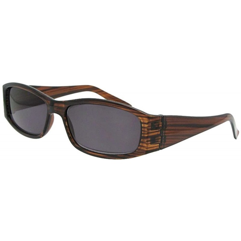 Rectangular Small Full Lens Reading Sunglasses R96 - Clear Brown Stripe-gray Lenses - CD18CUM0ZA9 $9.65