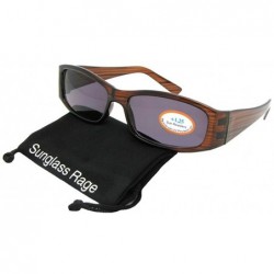 Rectangular Small Full Lens Reading Sunglasses R96 - Clear Brown Stripe-gray Lenses - CD18CUM0ZA9 $9.65