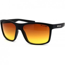 Sport HD+ Amber Lens Rectangle Horn Rim Sport Sunglasses - Matte Black - CD195ZWO43Q $12.77