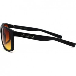 Sport HD+ Amber Lens Rectangle Horn Rim Sport Sunglasses - Matte Black - CD195ZWO43Q $12.77