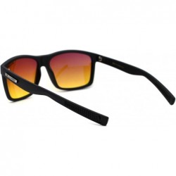 Sport HD+ Amber Lens Rectangle Horn Rim Sport Sunglasses - Matte Black - CD195ZWO43Q $12.77