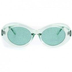 Round Womens Mod Oval Round Glitter Lens Plastic Retro Sunglasses - Green - CG18I78MHCH $19.63