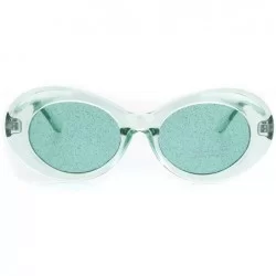 Round Womens Mod Oval Round Glitter Lens Plastic Retro Sunglasses - Green - CG18I78MHCH $19.63