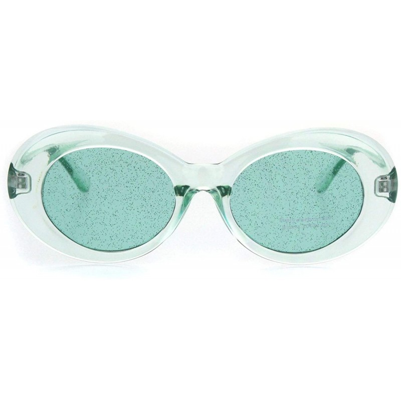 Round Womens Mod Oval Round Glitter Lens Plastic Retro Sunglasses - Green - CG18I78MHCH $10.21