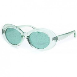 Round Womens Mod Oval Round Glitter Lens Plastic Retro Sunglasses - Green - CG18I78MHCH $10.21