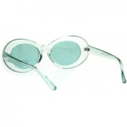 Round Womens Mod Oval Round Glitter Lens Plastic Retro Sunglasses - Green - CG18I78MHCH $10.21