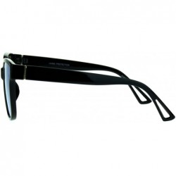 Rectangular Mens Unique Flat Mirror Lens Horn Rim Hipster Plastic Sunglasses - Black Blue - C517YW66EDH $13.78