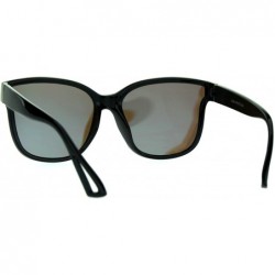 Rectangular Mens Unique Flat Mirror Lens Horn Rim Hipster Plastic Sunglasses - Black Blue - C517YW66EDH $13.78