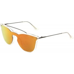 Cat Eye Clear Frame Color Mirror One Piece Lens Shield Cat Eye Sunglasses - Red Orange - CH1909OSO79 $13.40