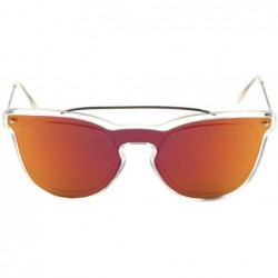 Cat Eye Clear Frame Color Mirror One Piece Lens Shield Cat Eye Sunglasses - Red Orange - CH1909OSO79 $13.40