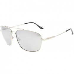 Rectangular Memory Bifocal Sunglasses Bendable Titanium Reading Sunglasses - Silver Frame Silver Mirror - C218036GGHX $45.26