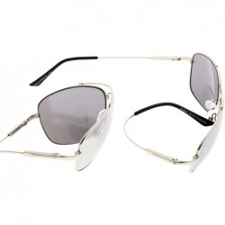 Rectangular Memory Bifocal Sunglasses Bendable Titanium Reading Sunglasses - Silver Frame Silver Mirror - C218036GGHX $28.96