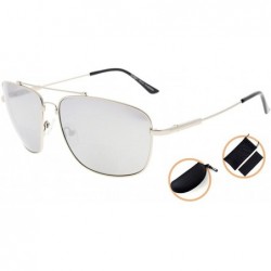 Rectangular Memory Bifocal Sunglasses Bendable Titanium Reading Sunglasses - Silver Frame Silver Mirror - C218036GGHX $28.96