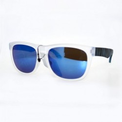 Square Soft Matte Finish Square Frame Unisex Sunglasses Multi Mirror Lens - Blue - CI11W8F1GCX $8.65