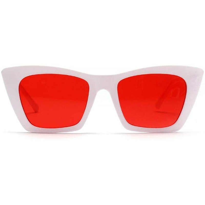 Aviator Fashion Luxury Cat Eye Sunglasses Women Brand Designer Yellow AS PICTURE - White Red - C918XE0582M $6.82