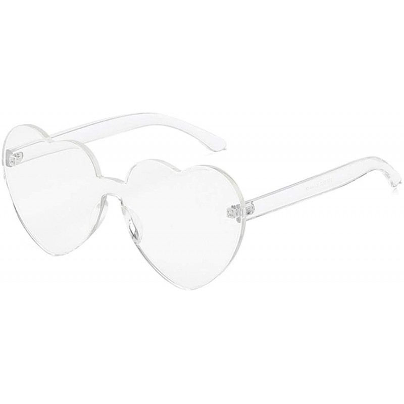 Rimless Heart Shaped Love Rimless Sunglasses One Piece Transparent Candy Color Frameless Glasses Eyewear - White - C818UZY7ZR...