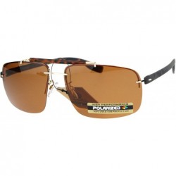 Rimless Polarized Mens Rimless Luxury Rectangular Pilot Sunglasses - Tortoise Brown - C212O7H8VHQ $27.02