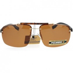 Rimless Polarized Mens Rimless Luxury Rectangular Pilot Sunglasses - Tortoise Brown - C212O7H8VHQ $12.25