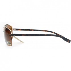 Rimless Polarized Mens Rimless Luxury Rectangular Pilot Sunglasses - Tortoise Brown - C212O7H8VHQ $12.25