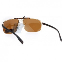 Rimless Polarized Mens Rimless Luxury Rectangular Pilot Sunglasses - Tortoise Brown - C212O7H8VHQ $12.25