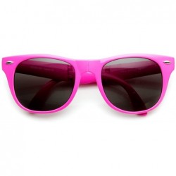 Wayfarer Neon Bright Colorful Compact Folding Pocket Horn Rimmed Sunglasses 54mm - Hot-pink Smoke - CH11O5E7OAH $20.38