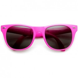 Wayfarer Neon Bright Colorful Compact Folding Pocket Horn Rimmed Sunglasses 54mm - Hot-pink Smoke - CH11O5E7OAH $10.73