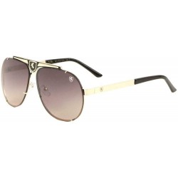 Oversized Khan Classic Flat Top Turbo Metal Aviator Sunglasses - Black & Rose Gold Frame - CA18WGD45Y9 $24.02