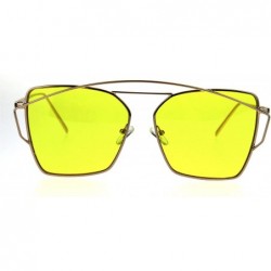 Rectangular Womens Futuristic Flat Retro Rectangular Pilots Metal Rim Sunglasses - Gold Yellow - CL1869XRW2Y $14.49