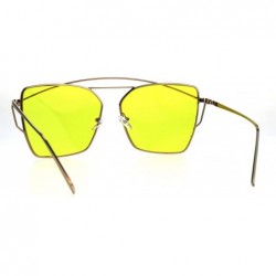 Rectangular Womens Futuristic Flat Retro Rectangular Pilots Metal Rim Sunglasses - Gold Yellow - CL1869XRW2Y $14.49