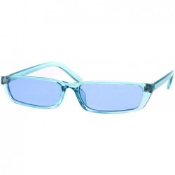 Rectangular Skinny Rectangular Sunglasses Translucent Colors Trendy Fashion UV 400 - Blue - CE18H7YOXWC $19.91
