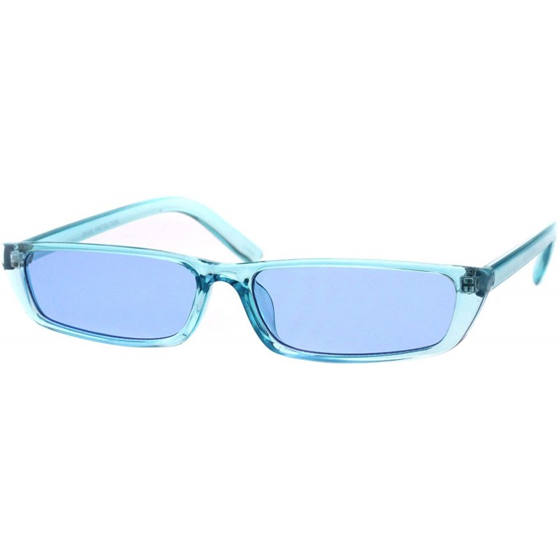 Rectangular Skinny Rectangular Sunglasses Translucent Colors Trendy Fashion UV 400 - Blue - CE18H7YOXWC $11.30