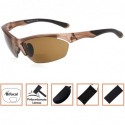 Sport Retro Mens Womens Sports Half-Rimless Bifocal Sunglasses - Matte Brown - CS189X673I6 $10.40