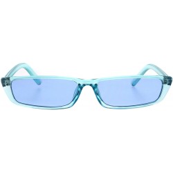 Rectangular Skinny Rectangular Sunglasses Translucent Colors Trendy Fashion UV 400 - Blue - CE18H7YOXWC $11.30
