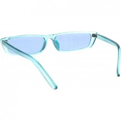 Rectangular Skinny Rectangular Sunglasses Translucent Colors Trendy Fashion UV 400 - Blue - CE18H7YOXWC $11.30