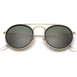 Round sunglasses polarized men women 51mm glass lens mirror round double - G15-gold-p - CB18WZRAH22 $72.89