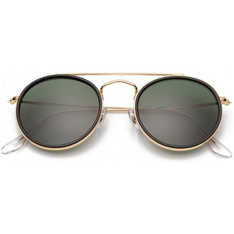 Round sunglasses polarized men women 51mm glass lens mirror round double - G15-gold-p - CB18WZRAH22 $29.16