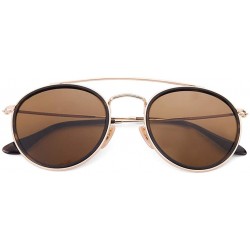 Round sunglasses polarized men women 51mm glass lens mirror round double - G15-gold-p - CB18WZRAH22 $29.16