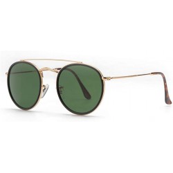 Round sunglasses polarized men women 51mm glass lens mirror round double - G15-gold-p - CB18WZRAH22 $29.16