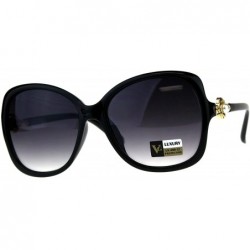 Butterfly Womens Diva Oversize Pearl Jewel Bling Hinge Butterfly Sunglasses - Black Gold Smoke - CF18CC8KN3S $22.73