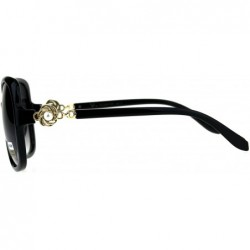 Butterfly Womens Diva Oversize Pearl Jewel Bling Hinge Butterfly Sunglasses - Black Gold Smoke - CF18CC8KN3S $10.61