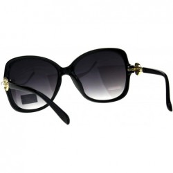 Butterfly Womens Diva Oversize Pearl Jewel Bling Hinge Butterfly Sunglasses - Black Gold Smoke - CF18CC8KN3S $10.61