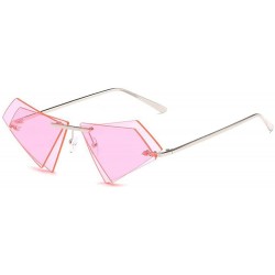 Rimless Women Fashion Sunglasses Double Triangular Ocean Slice Sunglasses With Case UV400 Protection - CT18XD8LO9Y $14.13