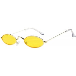 Oval Vintage Oval Sunglasses Small Metal Frames Retro Gothic Steampunk Sunglasses for Women Men - D - CS19620E2O3 $15.84