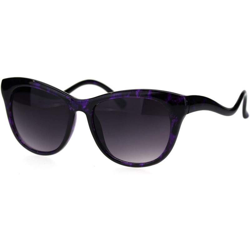 Oversized Womens Wavy Crooked Arm Thick Plastic Cat Eye Sunglasses - Purple - CW18W82CNO8 $11.87