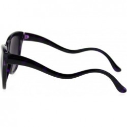 Oversized Womens Wavy Crooked Arm Thick Plastic Cat Eye Sunglasses - Purple - CW18W82CNO8 $11.87