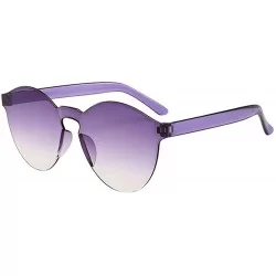 Square Women Men Fashion Clear Retro Sunglasses Outdoor Frameless Eyewear Glasses Purple - CF190O5XZ5O $15.60