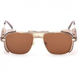Square Retro Gothic Steampunk Sunglasses for Women Men square Lens Metal Frame sunglasses John Lennon square Sunglasses - C51...