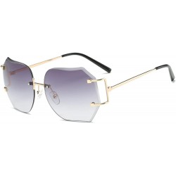 Rimless Women Men Exquisite Vintage Square Gradient Color Glasses Fashion Aviator Mirror Lens Travel Sunglasses - Gold - CT18...