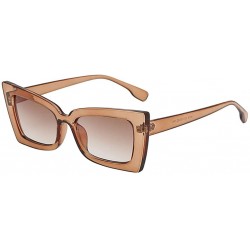 Square Square Sunglasses Boyfriend Style Horned Rim Thick Plastic Sunglasses - F - C8190NCWXTI $7.35