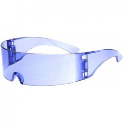 Wrap Futuristic Robotic Daft Punk Monoblock Shield Wrap Sunglasses Translucent - Purple - C818SLZEE38 $13.21